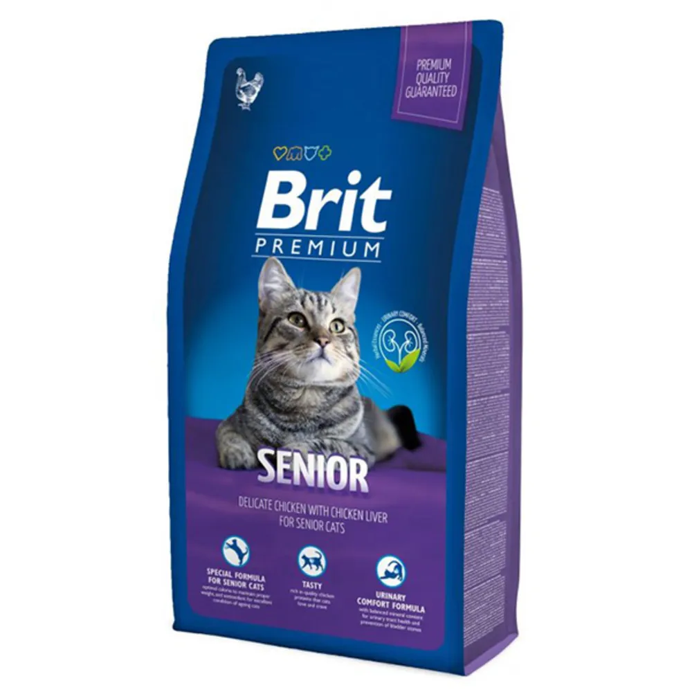 غذای خشک گربه بریت مدل premium cat senior